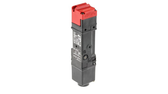 Interruttore di interblocco a solenoide Omron D4SL-N4CFG, 24V cc, 6 contatti, grado di protezione IP67, dimensioni 179.5x39x39 mm.