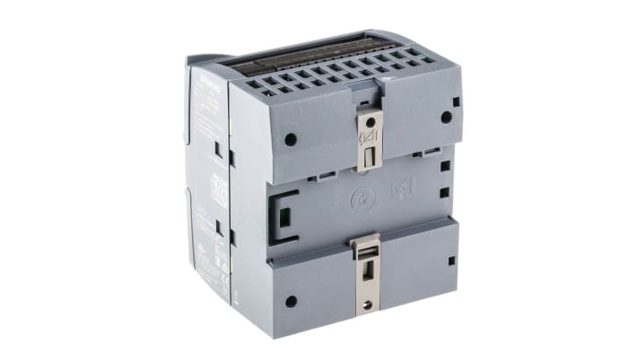 Modulo I/O Siemens 6ES7211-1BE40-0XB0, CPU PLC S7-1200, 6 ingressi, 4 uscite, montaggio su guida DIN, dimensioni 100 x 90 x 75 mm.