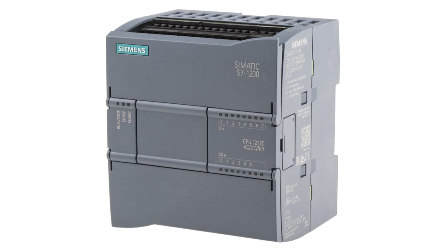 CPU PLC Siemens S7-1200 6ES7212-1BE40-0XB0 con 8 ingressi digitali, 6 uscite relè e 1MB di memoria. Perfetta per automazione industriale.