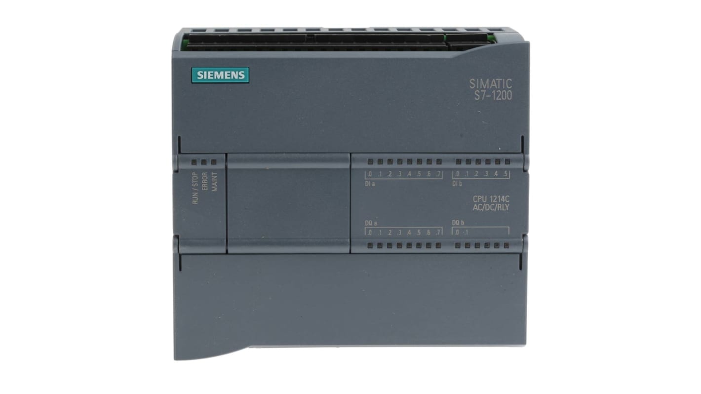 CPU PLC Siemens S7-1200, 14 ingressi digitali, 10 uscite relè - 6ES7214-1BG40-0XB0: resistente e affidabile per macchine automatizzate.