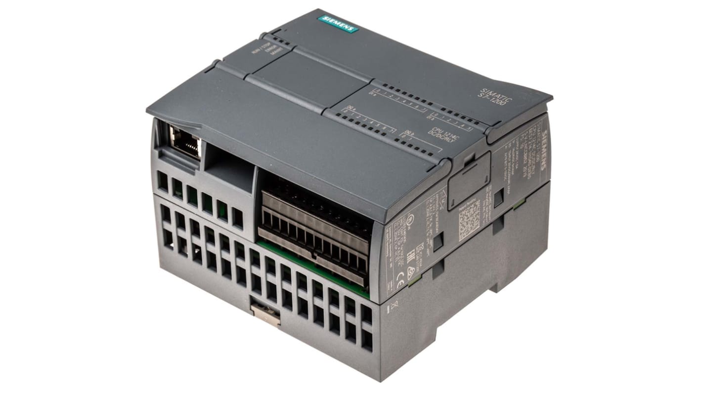 CPU PLC Siemens 6ES7214-1HG40-0XB0 per S7-1200, 14 ingressi digitali, 2 analogici, 10 uscite digitali - Ideale per impianti di produzione e HVAC.