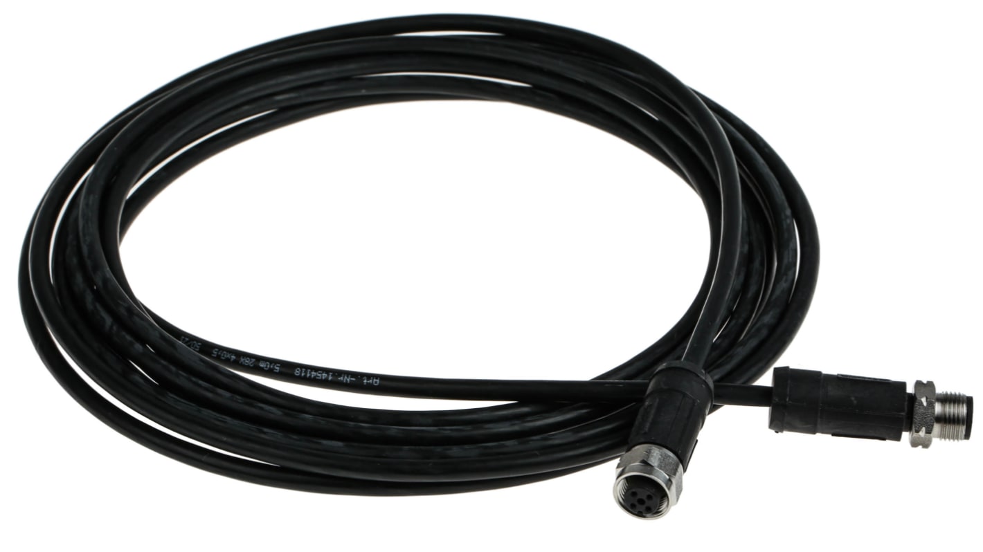 Cavo sensore/attuatore Phoenix Contact 1454118, 4 cond. M12 Maschio/Femmina, L. 5m. Resistente EMI, IP69K, -40 °C / +105 °C.