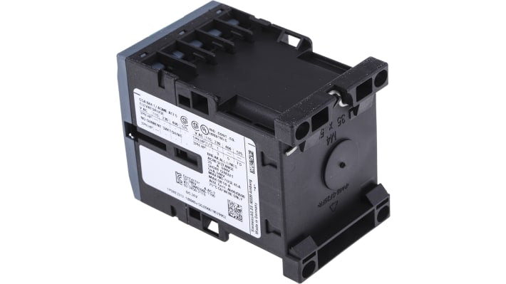 Contattore Siemens 3RT2317-1BB40, 4 poli, 12 A, bobina 24 V c.c., dimensioni 45x57.5x73 mm, grado di protezione IP20.