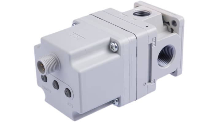 Regolatore pneumatico SMC ITV2050-01F3N, portata 1500 L/min, filettatura 3/8, temperatura operativa 0-50°C.