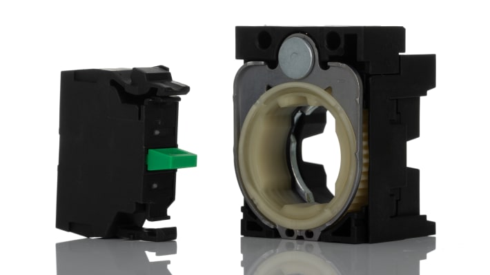 Blocco contatti Siemens 3SU1500-1AA10-1BA0, tensione 5-500V, corrente 6A, montaggio su piastra frontale, grado di protezione IP20.