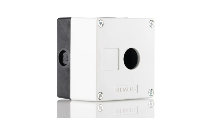 Contenitore per pulsante grigio Siemens 3SU1801-0AA00-0AB1, IP69K, 85x85x64mm - Serie Sirius ACT. Ideale per ambienti industriali.