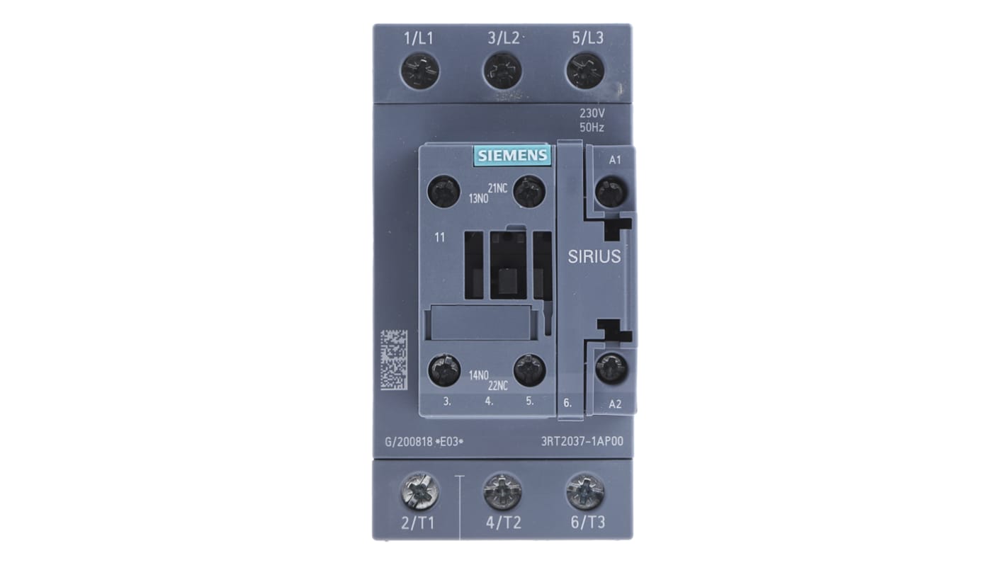 Contattore trifase Siemens 3RT2037-1AP00 - 65A 400V CA, Serie SIRIUS Innovation. Ideale per applicazioni industriali.