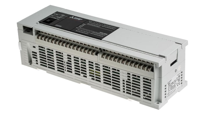 Mitsubishi Electric FX5U-80MT/ESS, CPU PLC con 80 I/O, montaggio a pannello, dimensioni 285 x 90 x 83 mm, porta Ethernet.