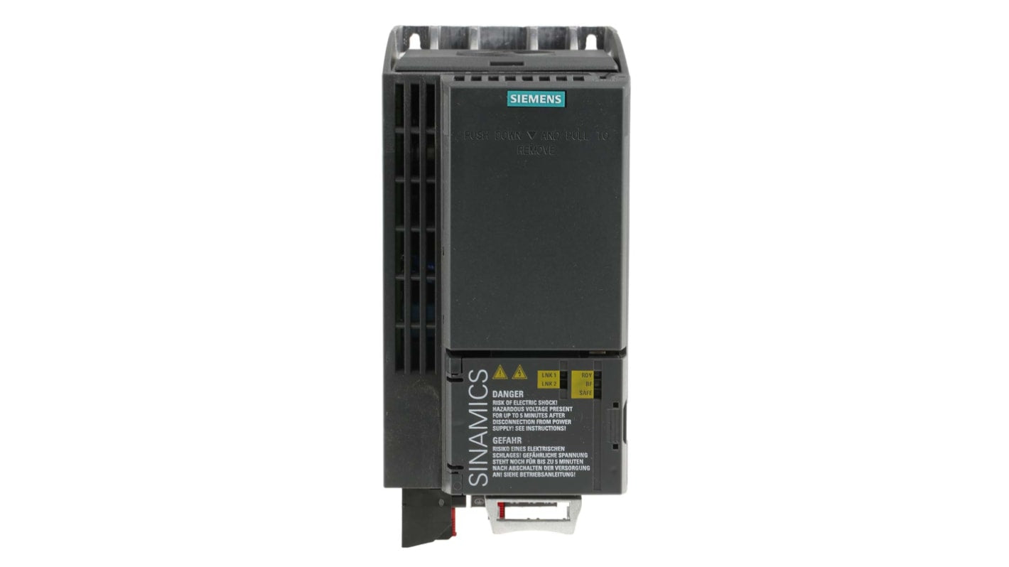 Inverter Siemens 7,5 kW, 400 V c.a., controllo vettoriale, PROFINET per motori e pompe. Efficienza energetica e alta prestazione.