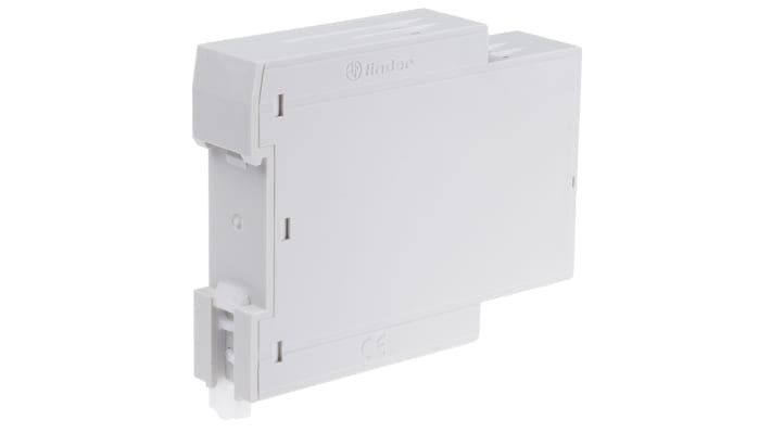 Finder Timer Relay DPDT per guida DIN, intervallo 0,05 s a 10 giorni, 24-240 V, dimensioni 22,5 x 100,3 x 86,2 mm.