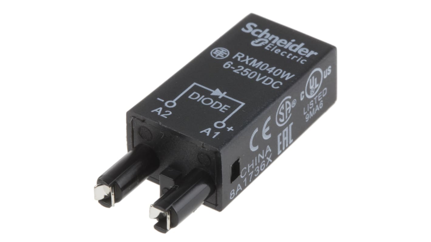 Schneider Electric - RXM040W Diodo per zoccoli relè serie RPZ e RXZ, codice costruttore 8841339. Modulo singolo per supporti e accessori relè RXM.