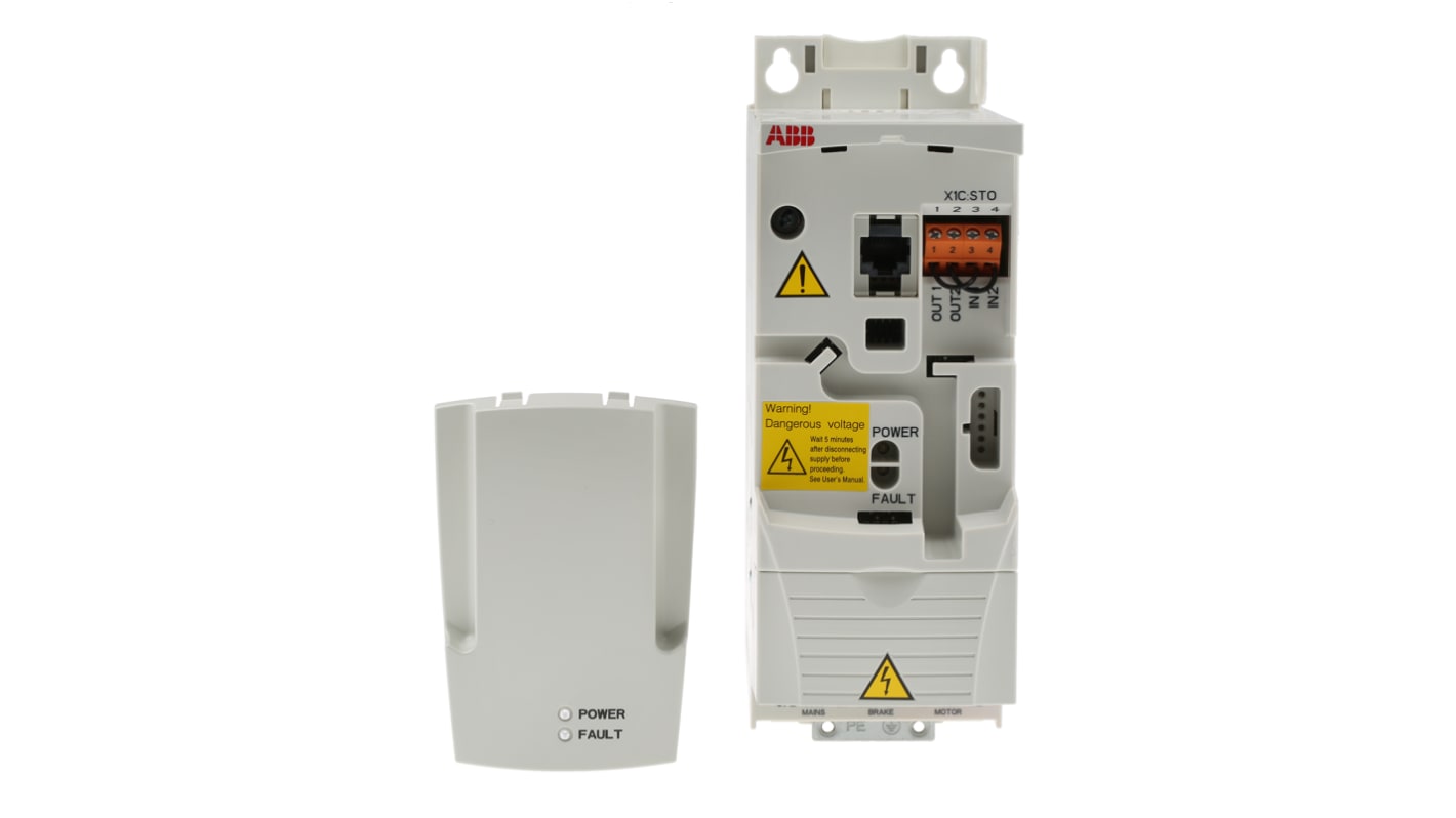 ABB ACS355-03E-07A3-4, inverter trifase 3 kW, montaggio a pannello, dimensioni 70x187x239 mm, grado di protezione IP20.