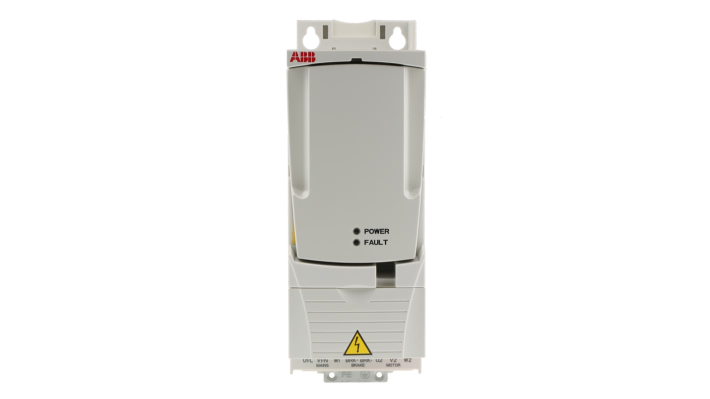Inverter ABB ACS355-03E-08A8-4, 4 kW, 3 fasi, montaggio a pannello, dimensioni 239x70x187 mm, grado di protezione IP20.