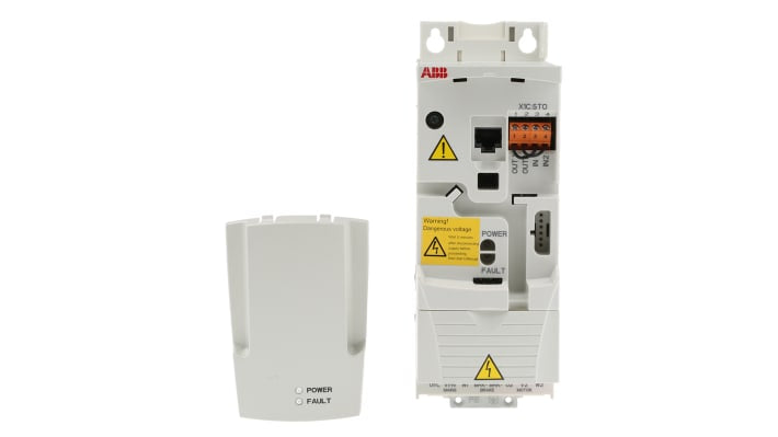 Inverter ABB ACS355-03E-08A8-4, 4 kW, 3 fasi, montaggio a pannello, dimensioni 239x70x187 mm, grado di protezione IP20.