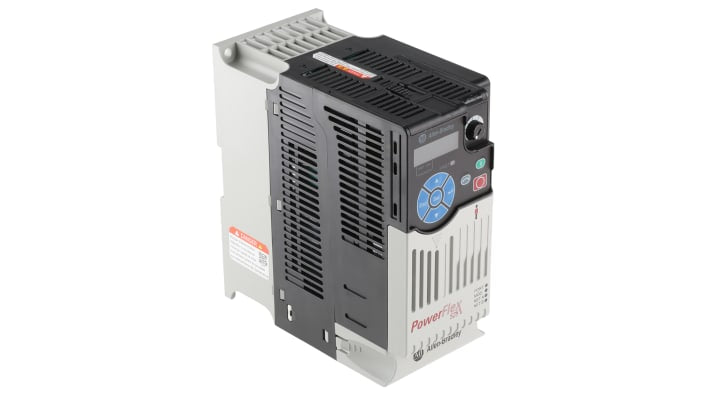 Inverter trifase Allen Bradley 25B-D010N114, potenza 4 kW, montaggio su guida DIN, dimensioni 87x180x172 mm, grado di protezione IP20/IP30.
