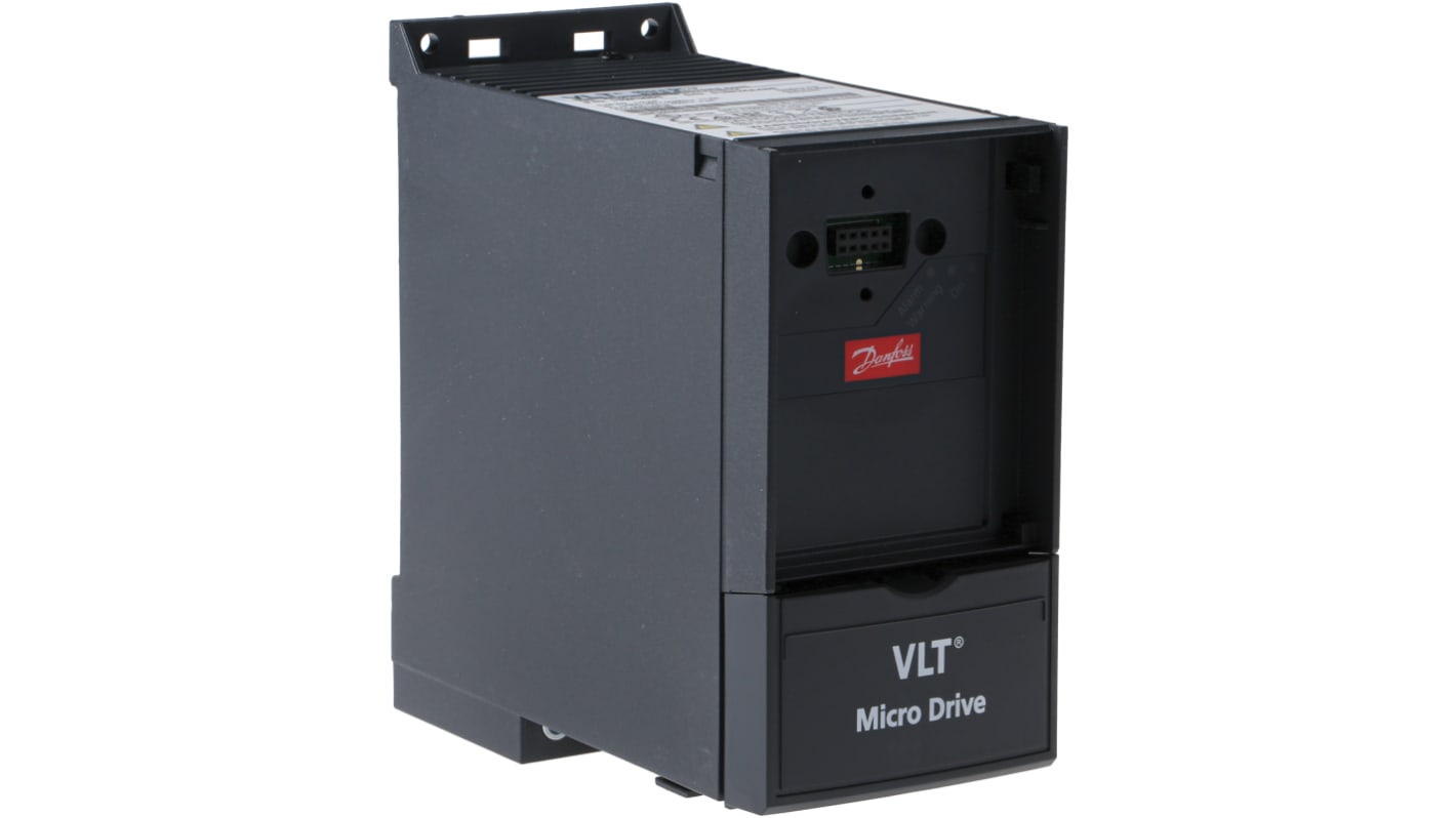 Inverter Danfoss 132F0003 VLT FC51, monofase 230 V, potenza 0,75 kW, montaggio a pannello, dimensioni 150x148x70 mm.