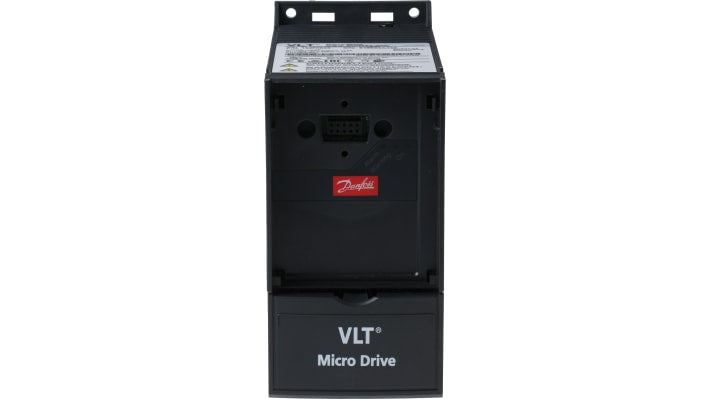 Inverter Danfoss 132F0003 VLT FC51, monofase 230 V, potenza 0,75 kW, montaggio a pannello, dimensioni 150x148x70 mm.