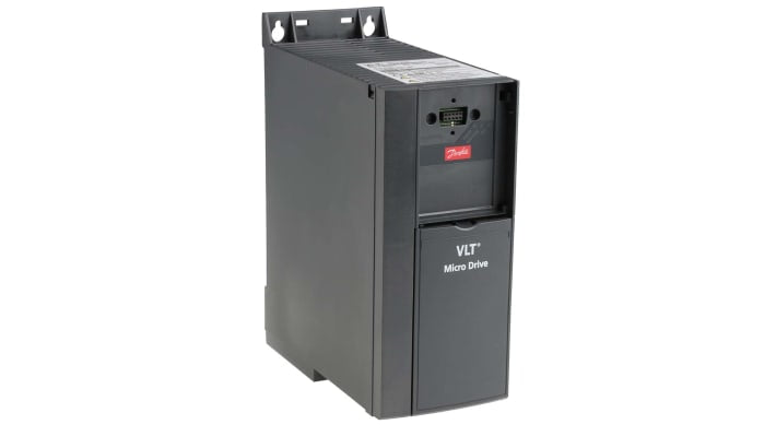 Inverter Danfoss 132F0007 VLT FC51, 2,2 kW, monofase 230 V, montaggio a pannello, dimensioni 239x90x194 mm.
