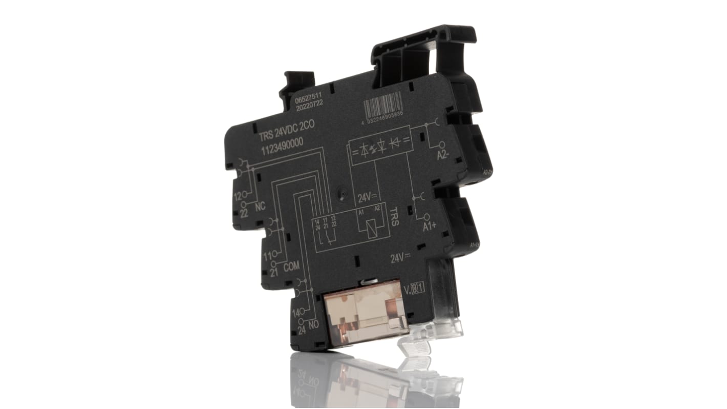 Weidmüller 1123490000 Relè d'interfaccia TRS serie Weidmuller, bobina 24V, contatti DPDT - Guida DIN - Efficienza energetica - IP20 - Automazione industriale.