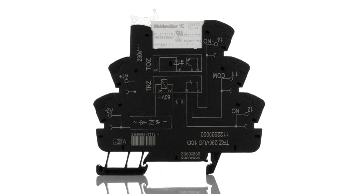 Weidmüller Relè d'interfaccia TRZ, bobina 230V, contatti SPDT, montaggio su guida DIN, dimensioni 90 x 6.4 x 88mm.