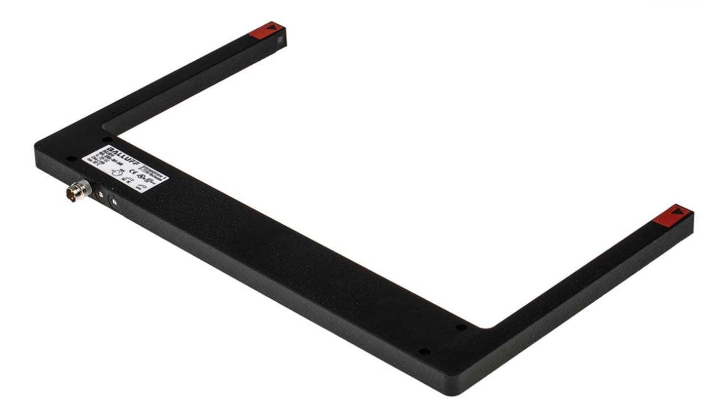 Sensore fotoelettrico rettangolare PNP BALLUFF BGL 220A-001-S49, custodia metallica, IP67, alimentazione 10-30 V cc.