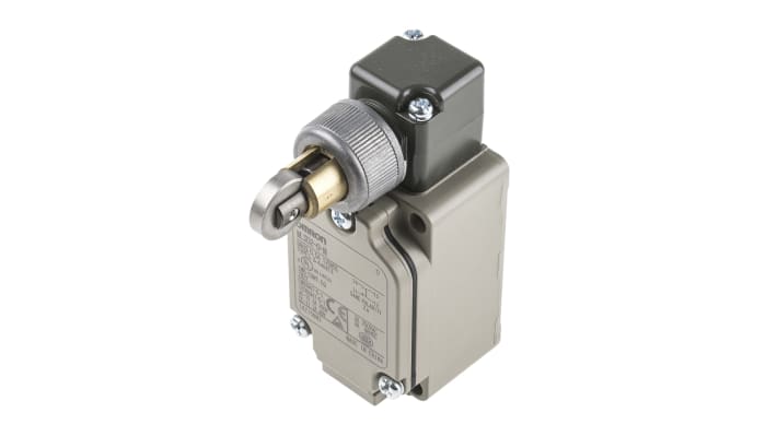 Interruttore di fine corsa Omron WLSD2-G-N, tasto a rotella NO/NC, protezione IP67, dimensioni 40mm x 67.3mm x 96.2mm.