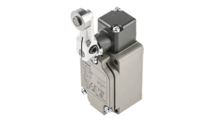 Interruttore di fine corsa a leva a rullo Omron WLCA2-Y-N, configurazione SPST, protezione IP67, dimensioni 40mm x 60mm x 125mm.