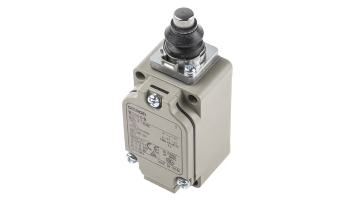 Interruttore di fine corsa Omron WLD18-G-N, stantuffo NO/NC, IP67, portata 10A, montaggio posteriore e anteriore.