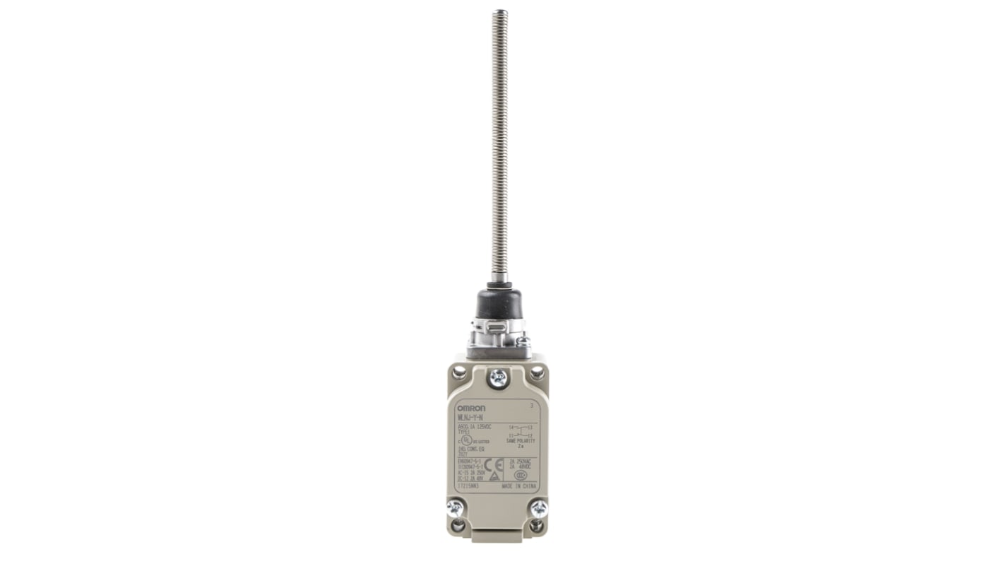 Interruttore di fine corsa Omron WLNJ-Y-N, molla elicoidale, SPST, protezione IP67, dimensioni 40mm x 42mm x 203.7mm.