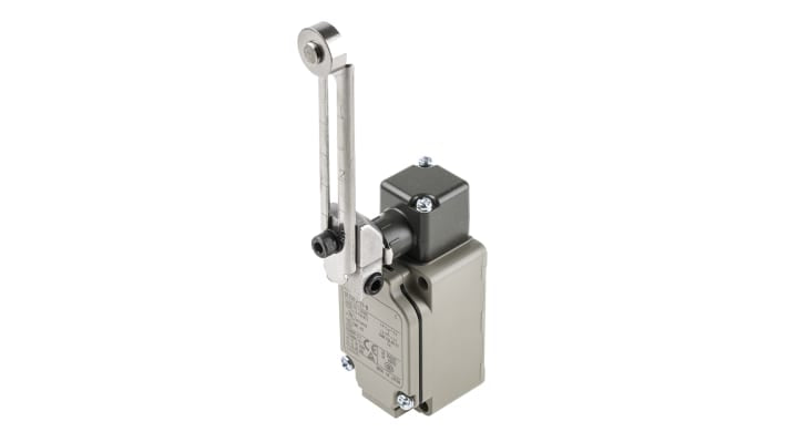 Interruttore di fine corsa Omron WLCA12-2Y-N, leva a rullo NO/NC, protezione IP67, dimensioni 40mm x 53.2mm x 94.1mm.