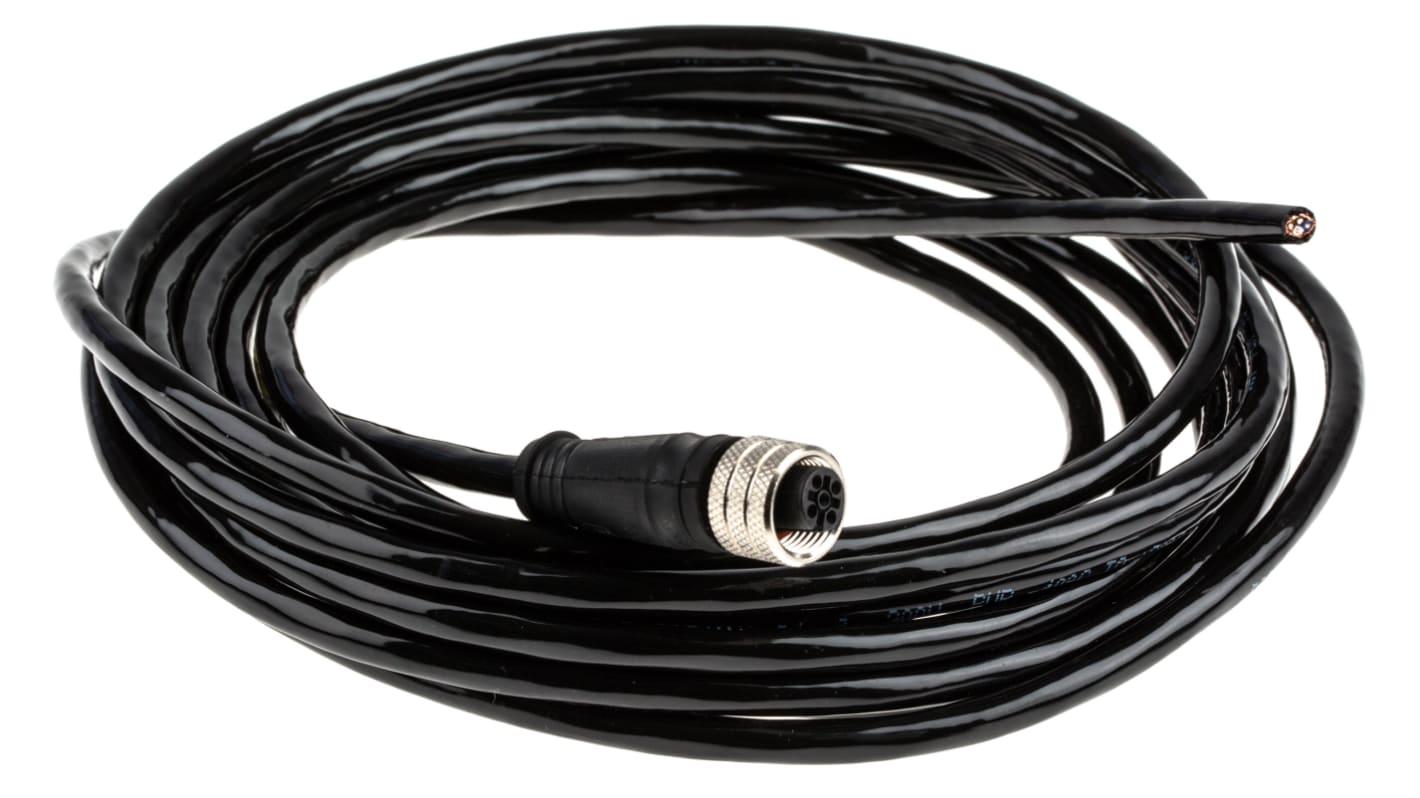 Cavo sensore/attuatore Molex femmina M12 4 cond. L. 5m - Resistente, flessibile, IP67 - Automazione, robotica, impianti bevande.