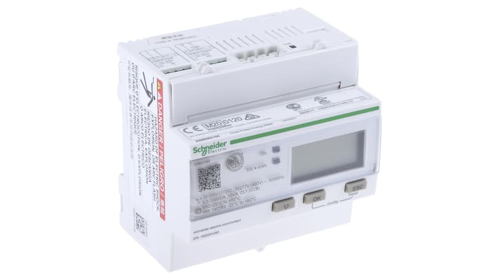Contatore di energia Schneider Electric A9MEM3165, 3 fasi, display LCD, montaggio su guida DIN, precisione 1.0, misurazione fino a 63 A.