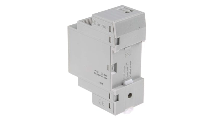 Finder 12.A1.8.230.0000 NFC, temporizzatore digitale per guida DIN, 110-230 V, contatto SPDT, programmazione minuti e secondi.