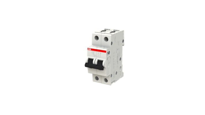 Interruttore magnetotermico ABB S202M-C10, 2P 10A, montaggio su guida DIN, dimensioni 35x88x76 mm, grado di protezione IP20.