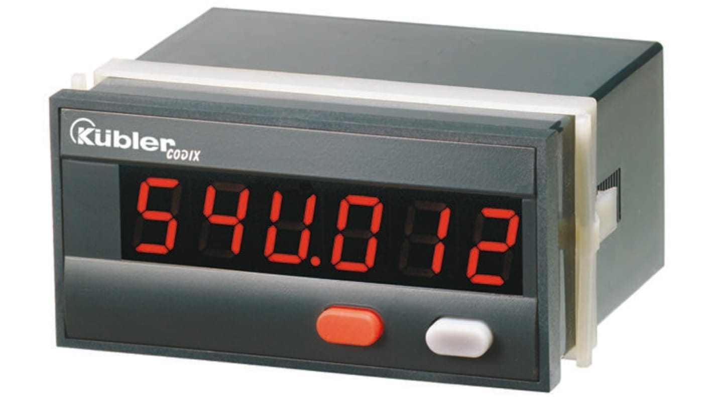 Contatore di frequenza LED Kübler 6.54U.012.000, 6 cifre, montaggio a pannello, alimentazione 90-260 V, max 60 kHz.