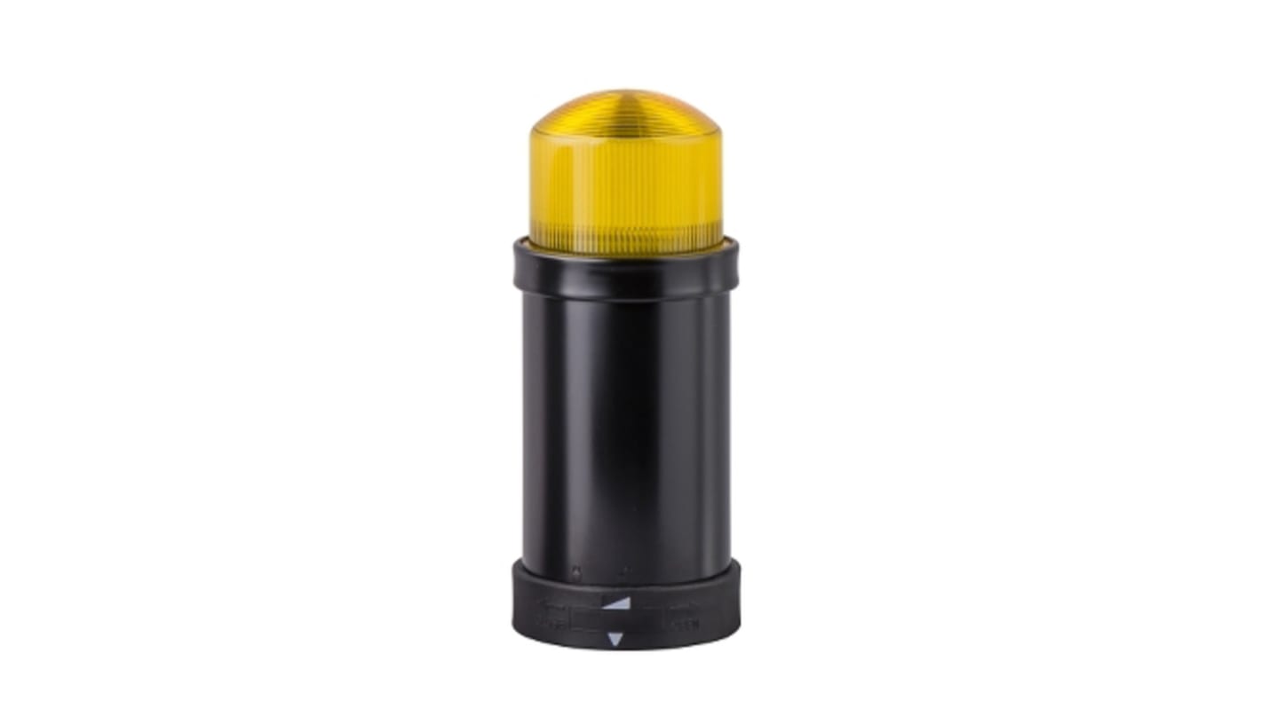 Segnalatore giallo Schneider Electric XVBC6B8, 24 V, IP66, altezza 157 mm, tecnologia LED, connettore rimovibile.