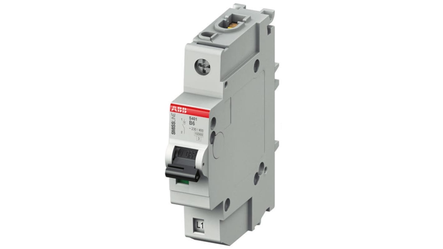 Interruttore magnetotermico ABB S401M-B13, unipolare, 13A, montaggio su guida DIN, dimensioni 91mm x 18mm x 97mm.