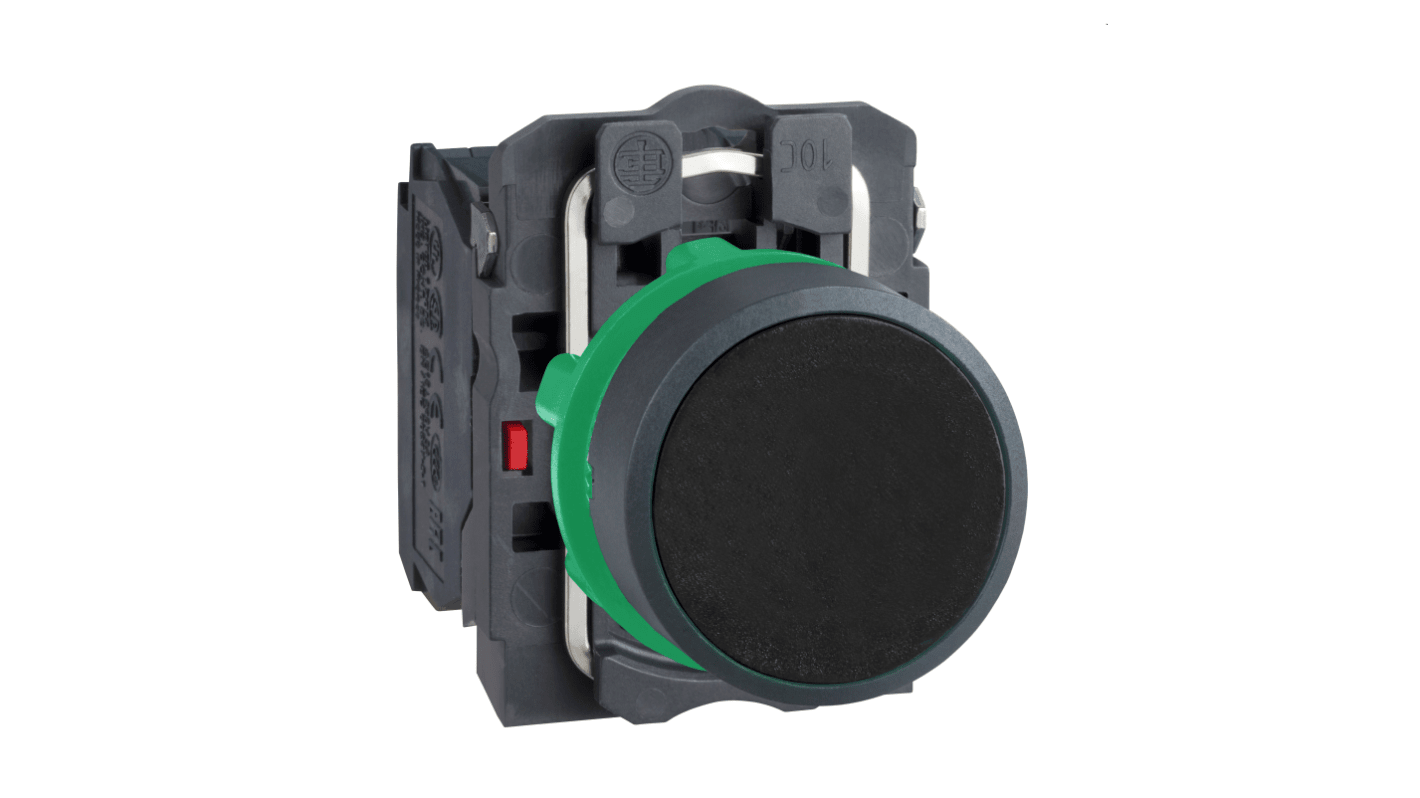 Pulsante rotondo Schneider Electric XB5AA25, montaggio a pannello, contatto SPDT, diametro foratura 22 mm, colore nero.