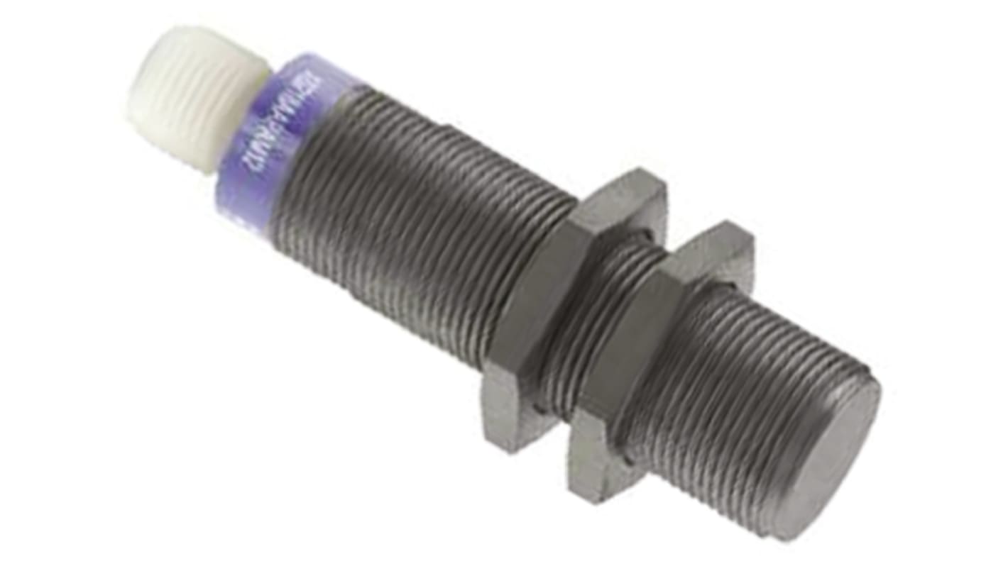 Sensore di prossimità induttivo Telemecanique XS218AAPAM12 per settori alimentare, bevande e farmaceutico. Tecnologia avanzata, rilevamento fino a 12 mm, IP69K.