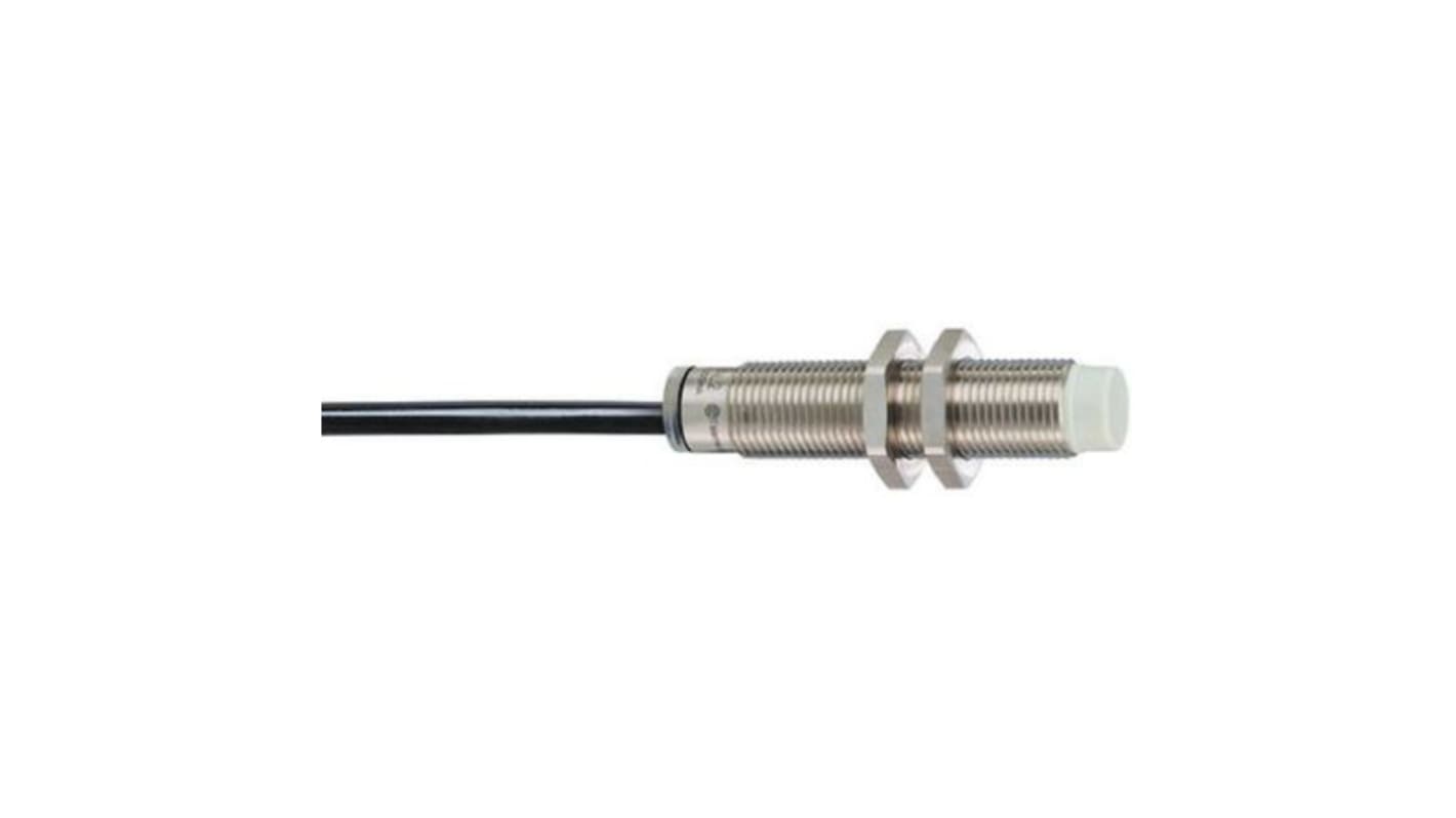 Sensore di prossimità cilindrico NPN M12 Telemecanique Sensors XS212SANAL2, rilevamento 7 mm, corpo in acciaio inox, IP69K.