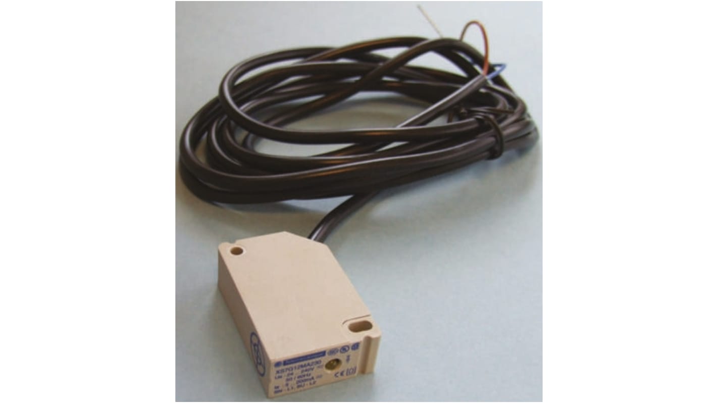 Sensore di prossimità rettangolare Telemecanique Sensors XS7G12MA230, tecnologia induttiva, montaggio a filo, dimensioni 117x40x40 mm.