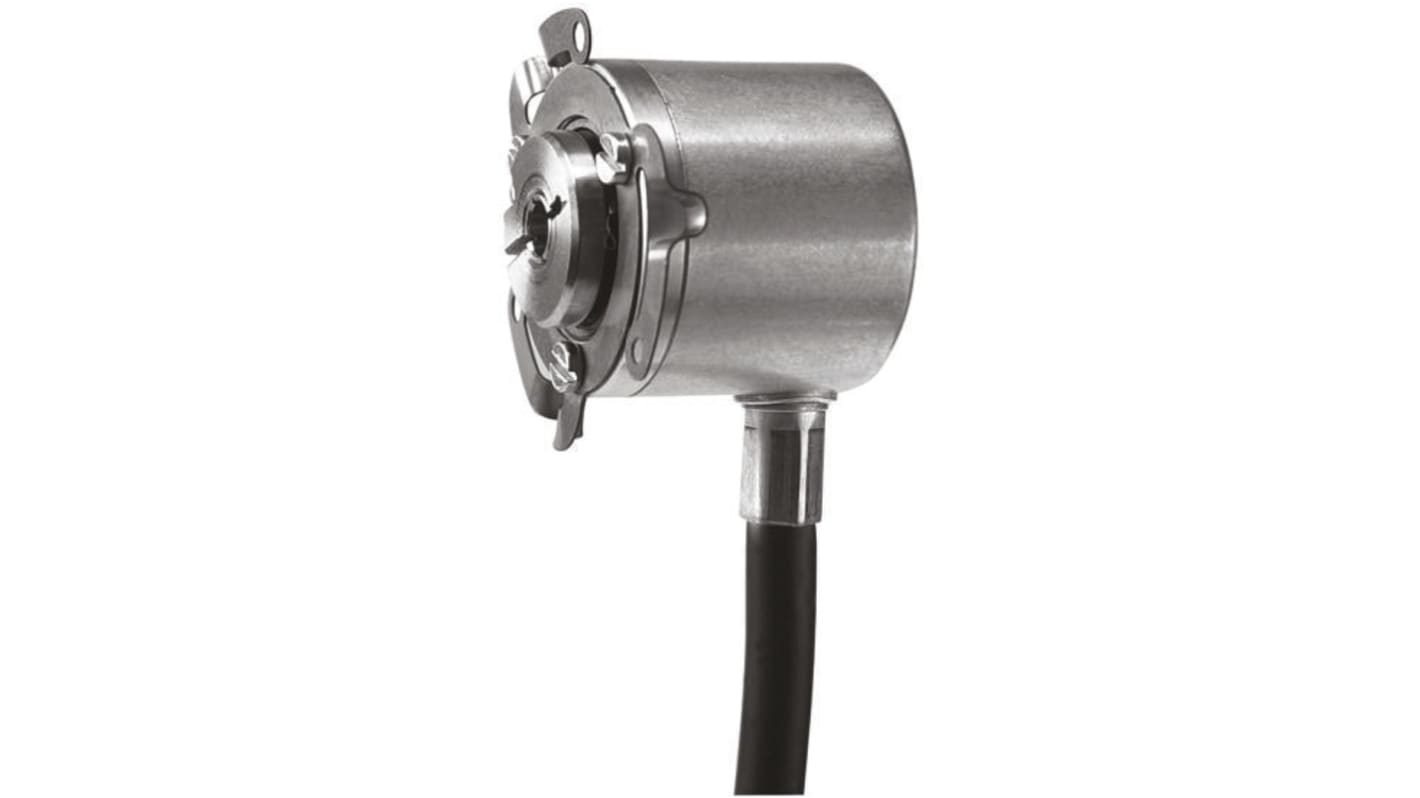 Encoder incrementale Baumer BTIH 24D 16.24K 1024 T4 5, risoluzione 1024 impulsi, flangia in alluminio, IP54, montaggio a vite.