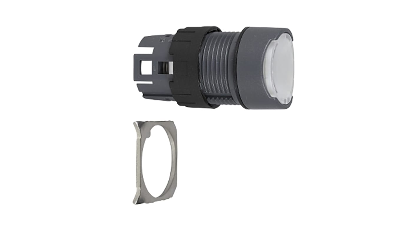 Attuatore pulsante Schneider Electric ZB6AE3, illuminato verde, montaggio a pannello, diametro 16 mm, grado di protezione IP65.