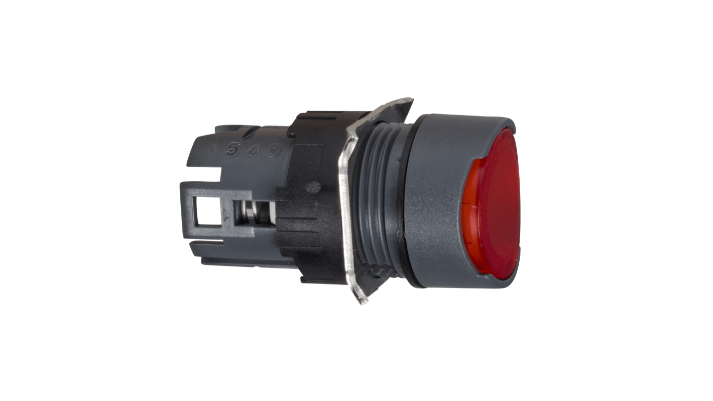 Attuatore pulsante Schneider Electric ZB6AW4, rosso, ritorno a molla, montaggio a pannello, diametro 16 mm, IP65.