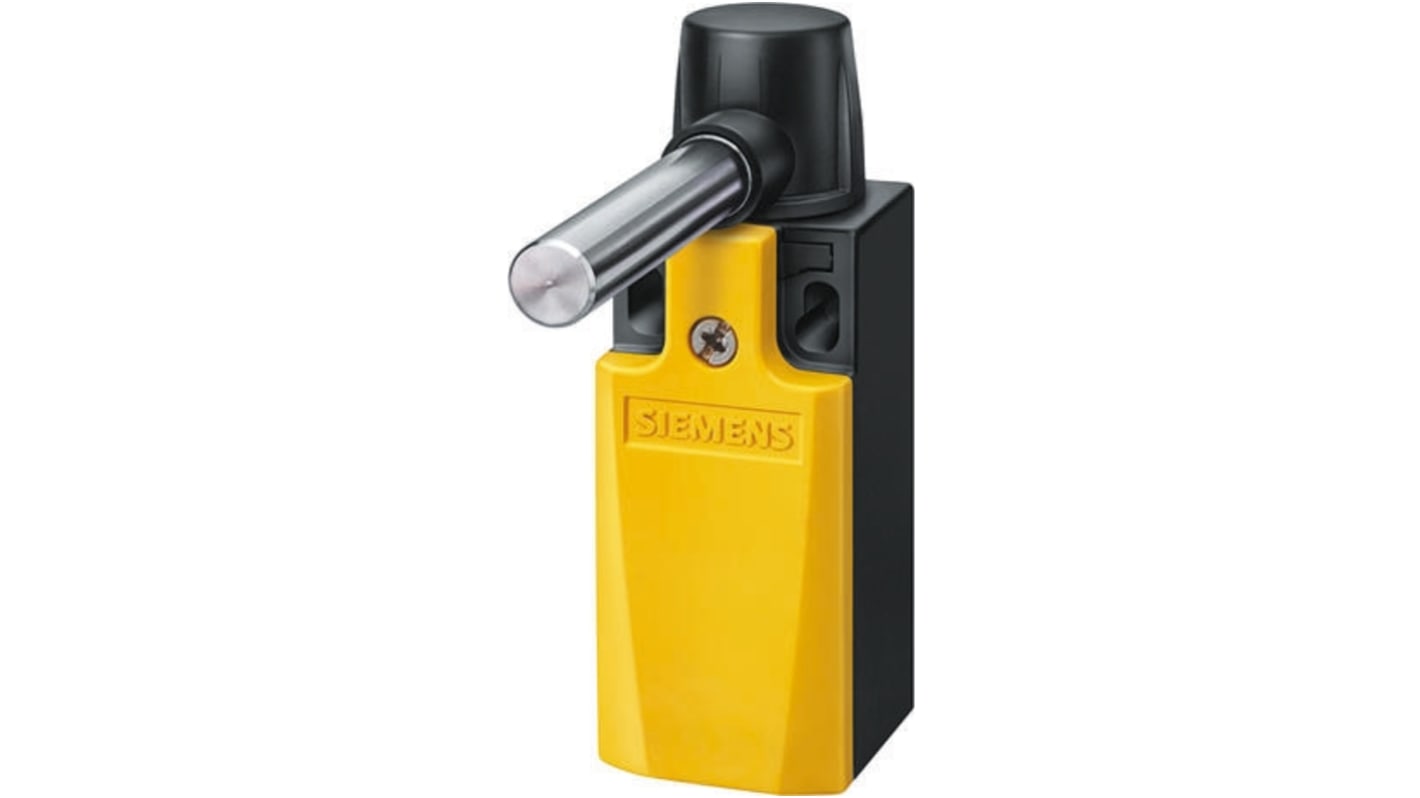 Interruttore di sicurezza Siemens 3SE5232-0HU22 per monitoraggio porte, configurazione NO/NC, lunghezza albero 52.8mm.
