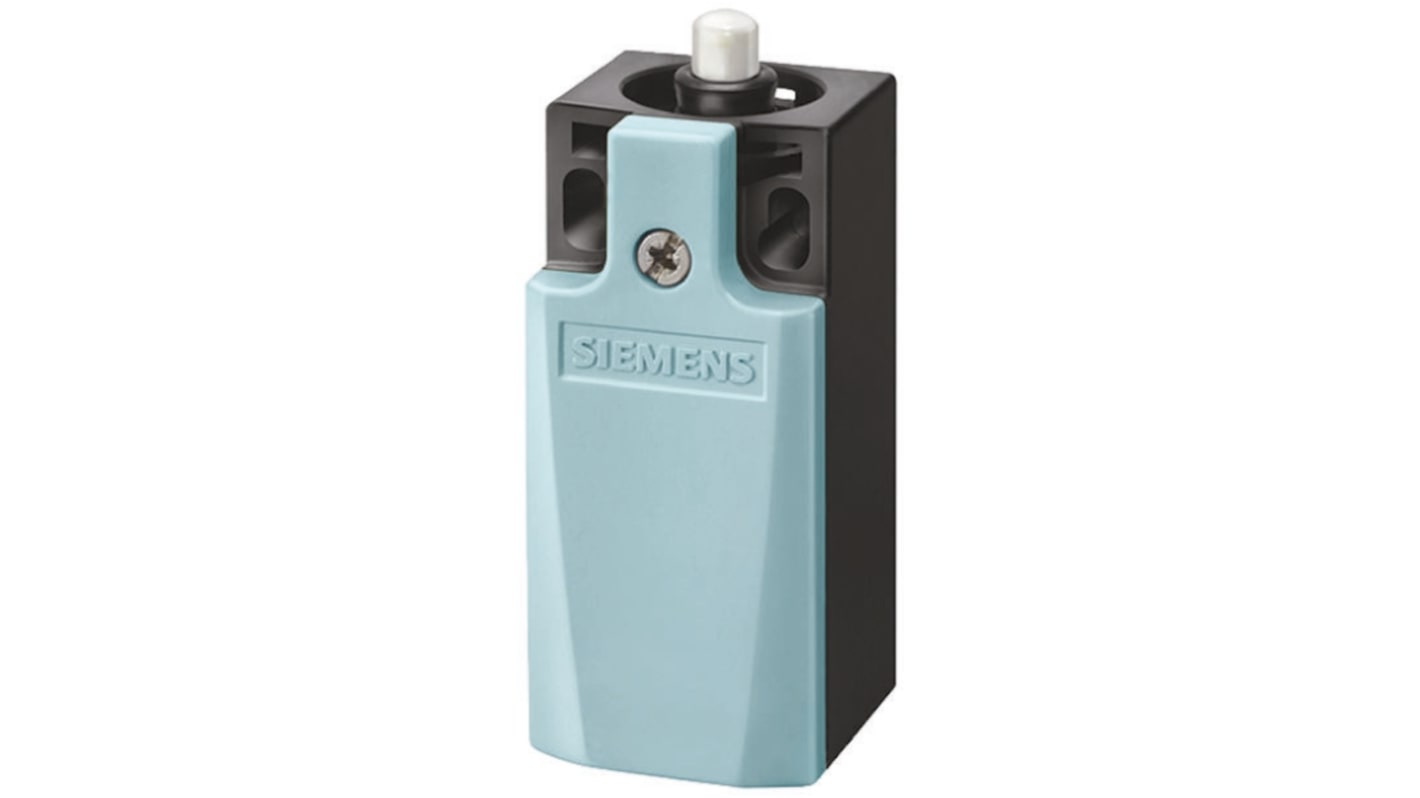 Interruttore di fine corsa Siemens 3SE5232-0BC05, stantuffo NO/NC, protezione IP65, dimensioni 75.7x31x33 mm.