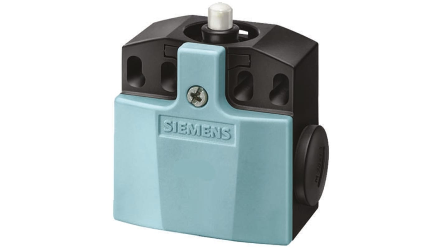 Interruttore di fine corsa Siemens 3SE5242-0BC05, attuatore stantuffo NO/NC, protezione IP66/IP67, dimensioni 60.7x33x55.5 mm.