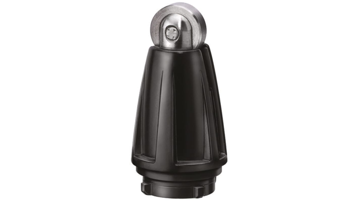 Testa attuatore Siemens 3SE5000-0AD02 per interruttore di fine corsa 3SE5, con connettore maschio e funzionamento assiale o angolare. Resistente a oli e polvere, assemblaggio rapido.