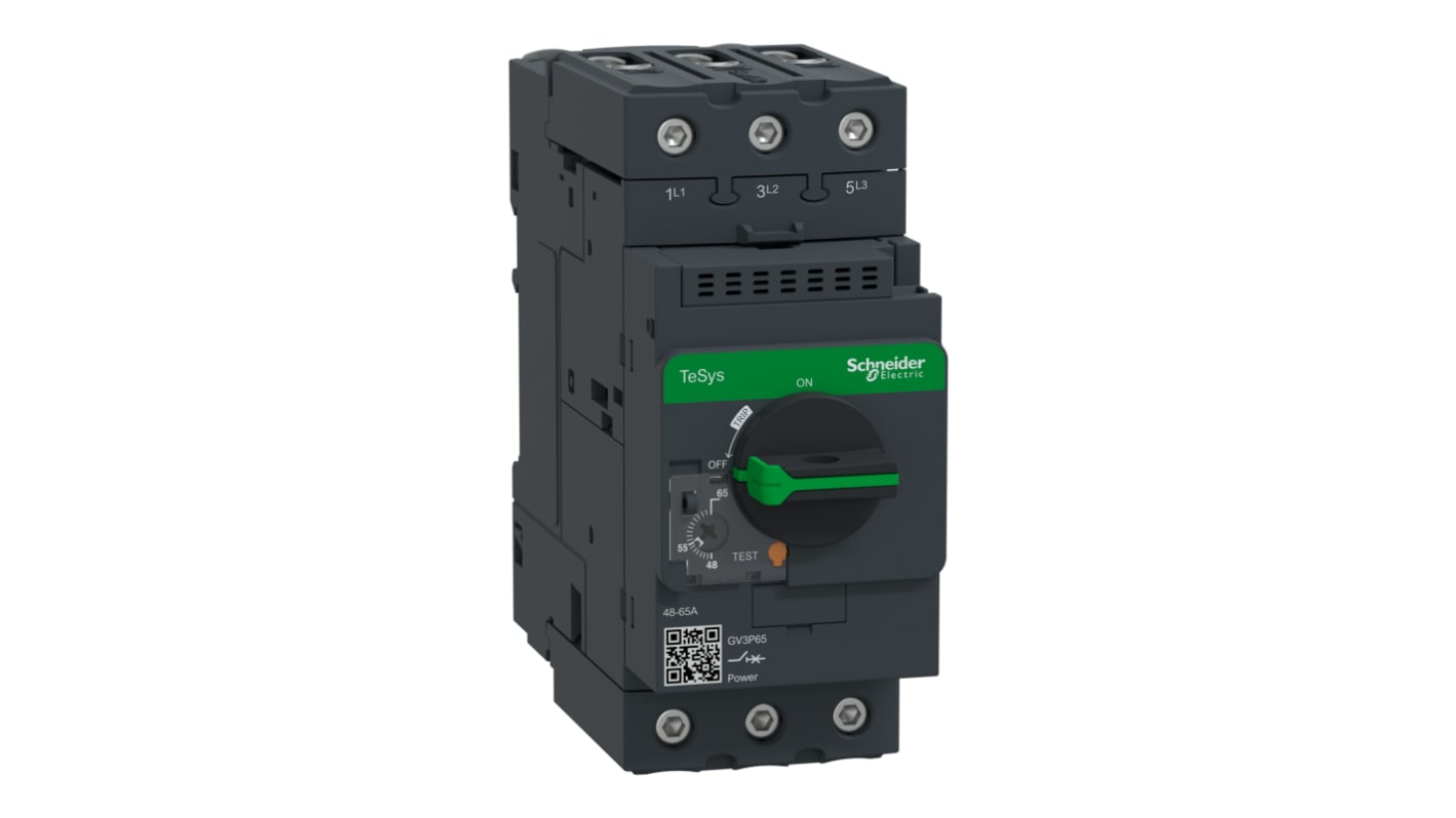 Interruttore termico Schneider Electric GV3P65, 3 poli, 65A, 690V. Protezione motori da sovraccarichi e cortocircuiti. Facile installazione, alta capacità di interruzione. Ideale per infrastrutture critiche.