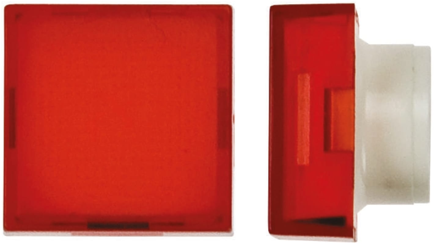 Lente pulsante quadrata rossa Saia-Burgess 563411-605 per Serie TP2, grado di protezione IP67, compatibile con interruttori illuminati.